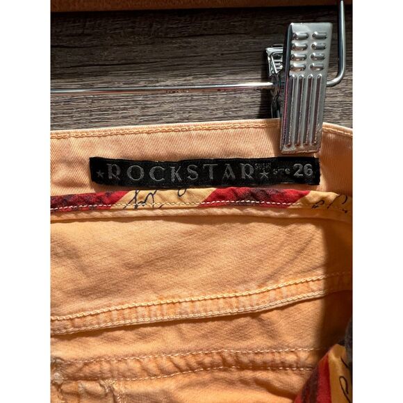 Rockstar Sushi Distressed Cutoff Shorts Size 26 Peach Zip Pocket Denim - Picture 6 of 7